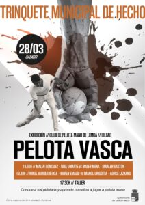 Exhibición de pelota vasca este fin de semana 28.03 a partir de las 18.30h en el trinquete municipal de Echo